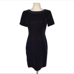90s Black Velvet Beaded Neck Dress 4